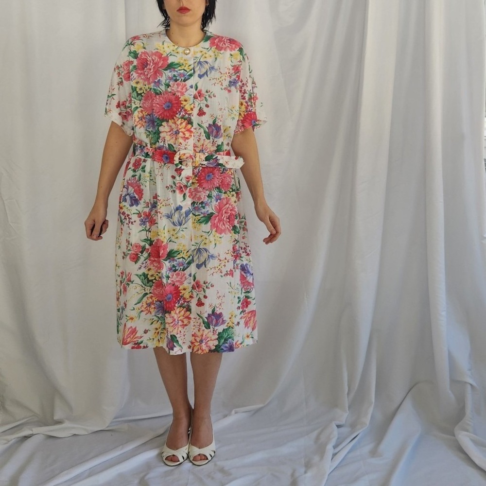 80s/90s Home Made Floral‎ Midi Dress